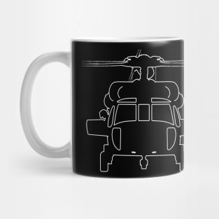 Black Hawk helicopter outline graphic (white) Mug